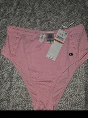 CeCe Pink High-Waist Textured Bikini Bottom